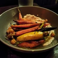 Heirloom carrots on a very bland macadamia puree. at Charlie Was a Sinner in Philadelphia