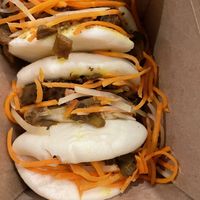 Caramelized eggplant bao buns  at Charlie Was a Sinner in Philadelphia