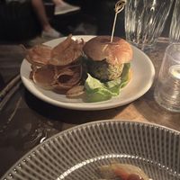 Zucchini Crab Cake. SO DELICIOUS!   at Charlie Was a Sinner in Philadelphia