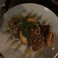 peach dessert  at Charlie Was a Sinner in Philadelphia