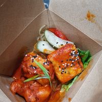 Korean style crispy tofu with jabchae at Charlie Was a Sinner in Philadelphia
