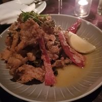 Oyster mushroom Fried "Calamari", kale, Fresno Chile aioli at Charlie Was a Sinner in Philadelphia