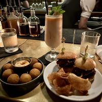 Potato croquettes and sliders   at Charlie Was a Sinner in Philadelphia