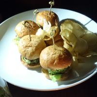 Zucchini crabcake sliders at Charlie Was a Sinner in Philadelphia