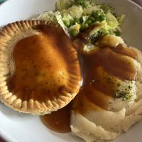 Vegetable pie with vegan mash!  at The Harrow Inn in Gilingham