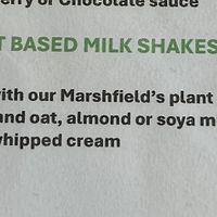 Non dairy Milkshake options  at Sweetwater (Ice Cream) in North Carolina