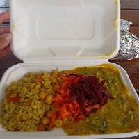 Ital rice, ital pot and channa peas. at One Stone Ital Shack in St Johns