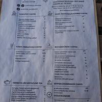 Menu at Po Drodze Punkt Kawa in Poznan