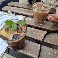 Iced Latte and Espresso Tonic at Po Drodze Punkt Kawa in Poznan