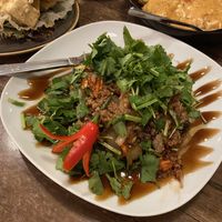 Eggplant and plant based beef   at Siam Seaside in Victor Harbor
