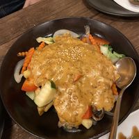 Tofu and vegetable peanut stir fry  at Siam Seaside in Victor Harbor