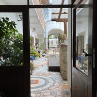 Outdoor seating   at Dvorek Litomyšl in Litomysl