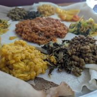 Vegan platter at Rehoboth Ethiopian Restaurant in Maryland