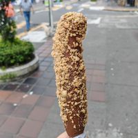 Chocolate covered frozen banana (vegan) at Split Café Heladería in Tungurahua