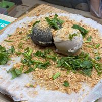 Black sesame & taro ice cream in peanut roll at Roll Village 捲捲村 in Taipei City