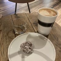 chocolate ball (some say vegan other house not, but no egg or milk etc)  at Espresso House in Steinkjer