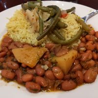 3 options from the lunch buffet at Upohar Vegetarian Restaurant in Lancaster