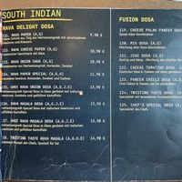 South Indian menu  at The 2nd Wife in Dusseldorf