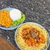 Incredible flavour, volume of food and value. Bolognese and katsu was delicious! at Queen Bean in Legian