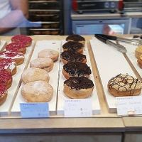 Donut counter at Considerit in Edinburgh