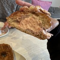 Interior of strawberry cheesecake donut  at Considerit in Edinburgh