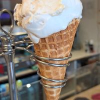 Caramel brownie ice cream on a cone at Considerit in Edinburgh