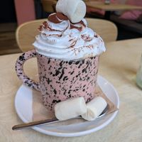 Hot chocolate with cream and marshmallows at Considerit in Edinburgh