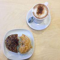 Donuts and hot chocolate  at Considerit in Edinburgh