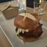 Cauliflower burger  at Hard Bean Brunch Waterfront in Vancouver