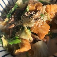 Vegan option of the day soy milk base miso  at Harvest Community Foods in Vancouver