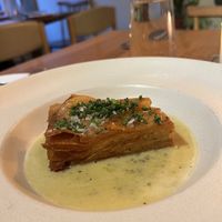 Pommes Anna's, Mustard Cream, Chive £10 -gluten free   at Soots  in Manchester