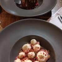 Two very pretty desserts at Soots  in Manchester