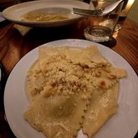 Truffle ravioli, truffle cream, toasted hazelnut at Soots  in Manchester