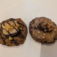 S'mores cookie and peanut butter/caramel/chocolate cookie at The After School Cookie Club - Mayfair in London