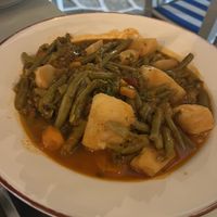 Green bean stew  at La Petite Taverne Windmills in Mikonos