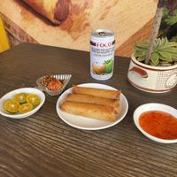Vegan spring rolls with fresh kumquats from the owners garden   at Viettopia Cafe in Bowden