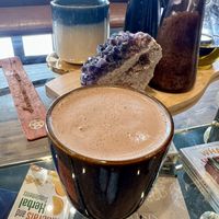 Warm moon: cocoa with coconut milk and date syrup   at Detox Lounge in Inverness