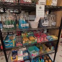 Interior shop - candy section (I do not know whether anything pictured is vegan, but it's worth asking about the rock candy) at European Street Cafe  in Jacksonville