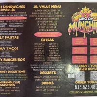 Menu  at King of Munchies TexMex Smash House in Arnprior