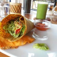 "Bacon and Egg" Burrito with Tomato-Salsa at The Seeds of Life in Ubud