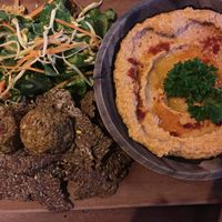 Falafel plate (flaxseed crackers, quinoa falafel, hummus, Moroccan salad) at The Seeds of Life in Ubud