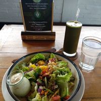 Veggie salad and freshly squeezed juice at The Seeds of Life in Ubud