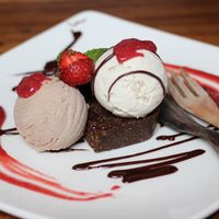 Healthy breakfast brownie with ice cream. Heaven. at The Seeds of Life in Ubud