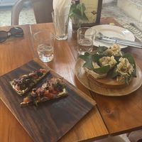 Tuscany tapenade pizza & Kimchi Brushetta  at The Seeds of Life in Ubud