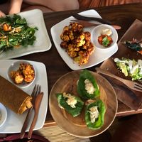 Buffalo wings, raw pizza, burrito. at The Seeds of Life in Ubud