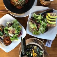 warmed quiche, SOL bowl, warmed Mexican lasagne, warmed gnocchi at The Seeds of Life in Ubud