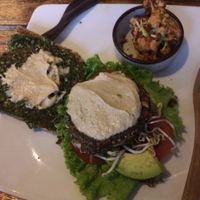 Pesto burger - have to eat it with knife and fork really  at The Seeds of Life in Ubud