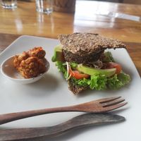 Pesto burger. Amazing ! Good portion at The Seeds of Life in Ubud