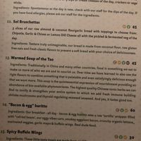 Menu at The Seeds of Life in Ubud