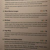 Menu at The Seeds of Life in Ubud